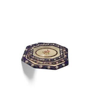 Vintage Melamine Floral Serving Trays Set Of 3 CreamBlue-Gold Tea Vanity Serving